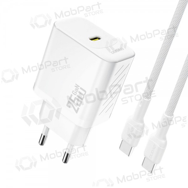 Laddare Dudao A27C GaN 25W USB-C + USB-C till USB-C kabel 1.0m vit