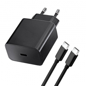 Telefonladdare Blue Star 20 W USB-C med USB-C-kabel svart