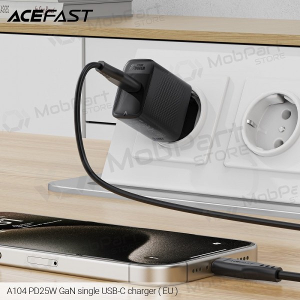 Telefonladdare Acefast A104 25 W GaN USB-C svart