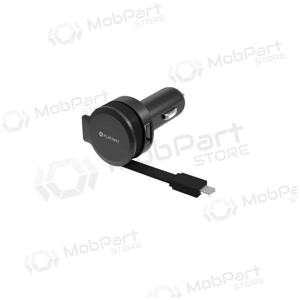 Billaddare Platinet MicroUsb (1xUSB 2.4A) (svart)