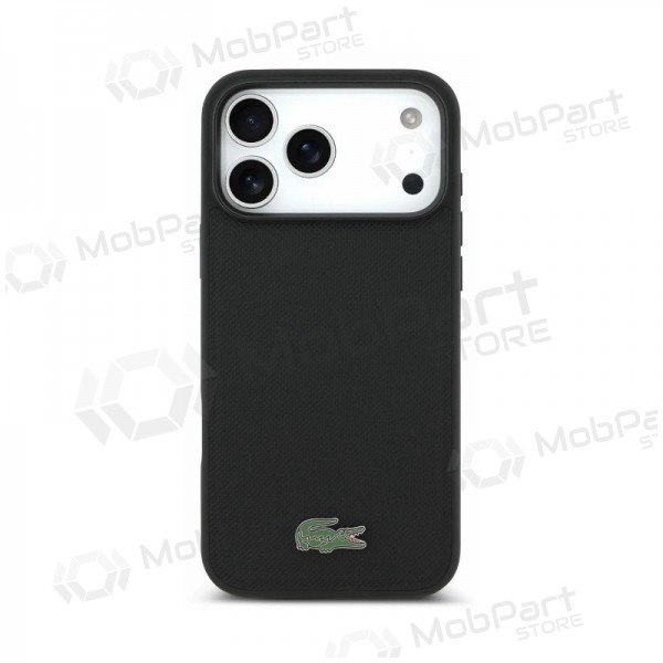 Apple iPhone 18 Pro fodral - Lacoste PVC Petit Pique Semi Wrap Embossed MagSafe (svart)