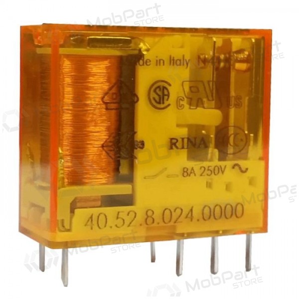 Relä 2 växlande 40-serien Finder 405280240000 (24V AC, 8A/250VAC)