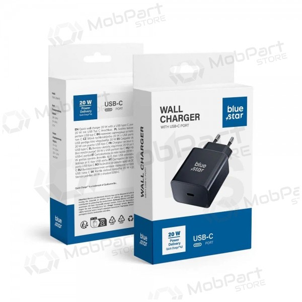 Telefonladdare Blue Star TFB-TC-20WPD 20 W USB-C svart