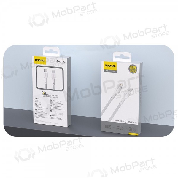 Lightningkabel Dudao L9X USB-C till Lightning 2 m 30 W vit