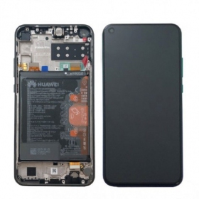 Huawei P40 Lite E skärm (svart) (med ram och batteri) (service pack) (original)
