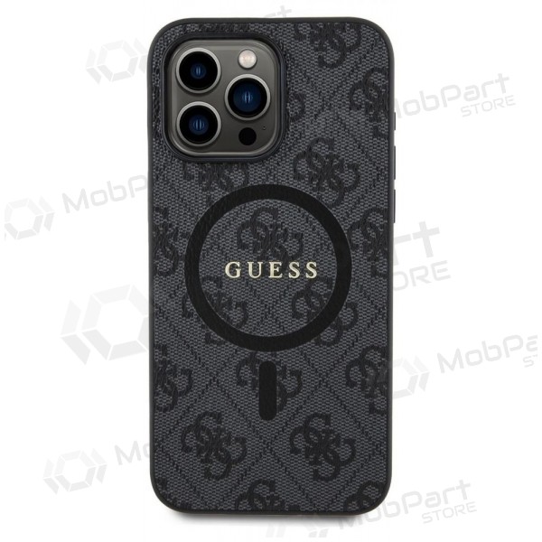 Apple iPhone 15 Pro Max fodral - Guess PU Leather 4G Colored Ring MagSafe (svart)