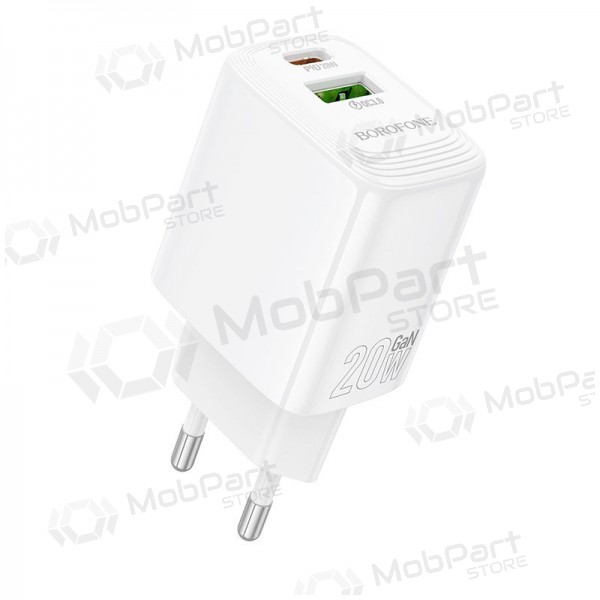 Laddare Borofone BN27 20W USB-C/USB-A vit