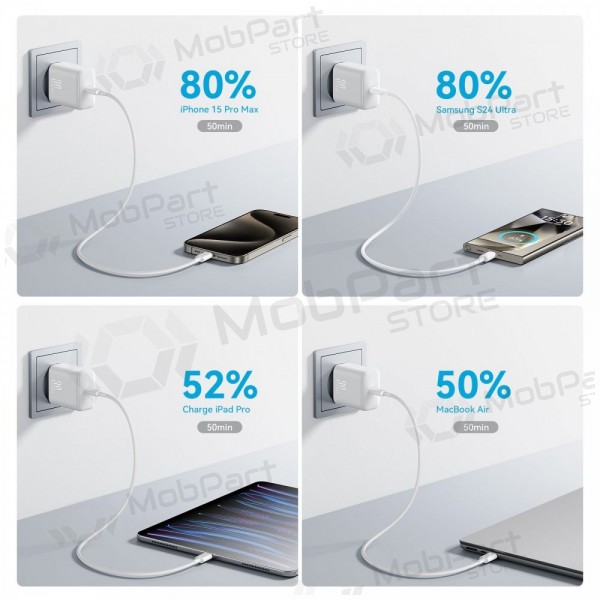 Laddare Joyroom JR-TCF24 USB-C PD30W + USB-C to USB-C cable 1.0m vit
