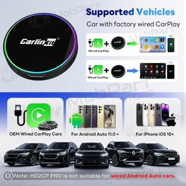 CarPlay-adapter Carlinkit HD2CP Pro trådlös Android Auto svart