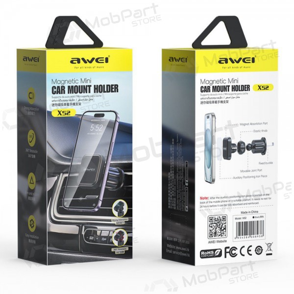 Universal bilhållare Awei X52 Magnetic (air vent) svart