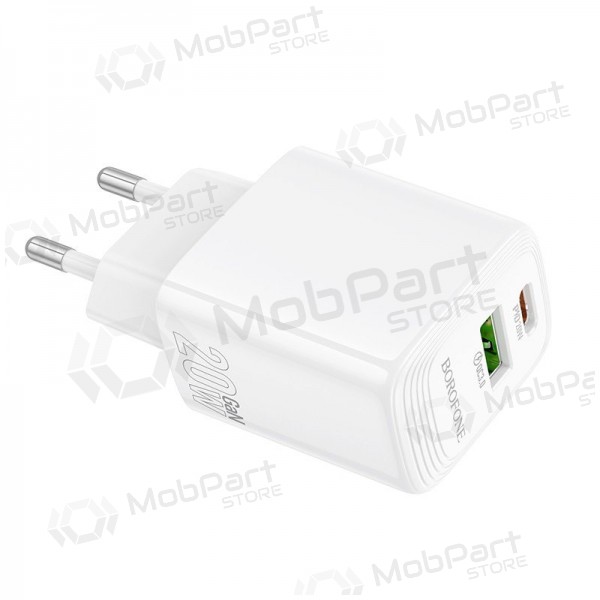 Laddare Borofone BN27 20W USB-C/USB-A vit
