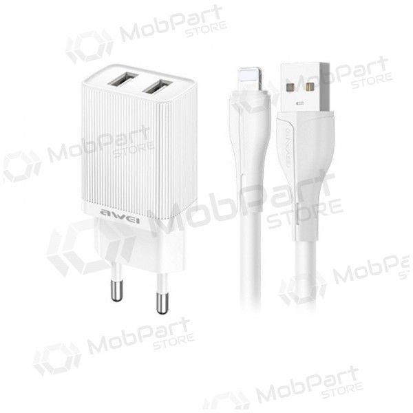Laddare Awei C15L-EU 2xUSB-A 10W + USB to Lightning cable vit