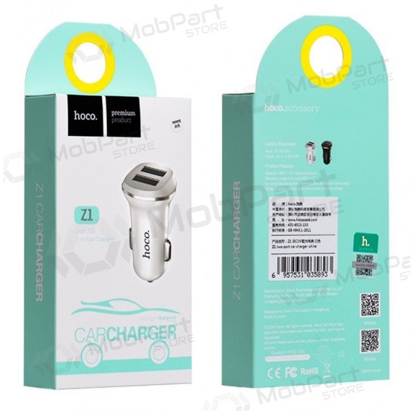 Billaddare HOCO Z1 Dual USB (5V 2.1A) (svart)