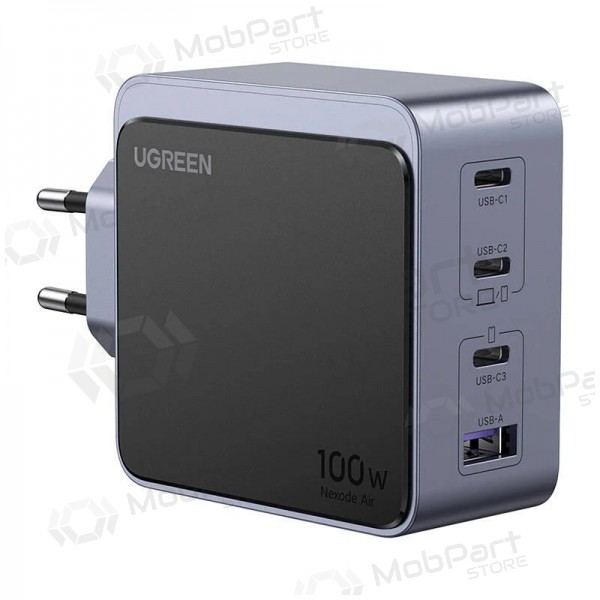 Nätladdare Ugreen X565 100 W GaN 3x USB-C + USB-A grå