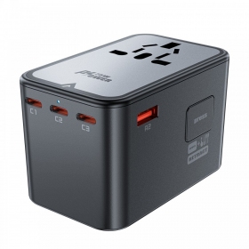 Universell kelioninis laddare Acefast Z1 75W GaN 2xUSB-A/3xUSB-C svart