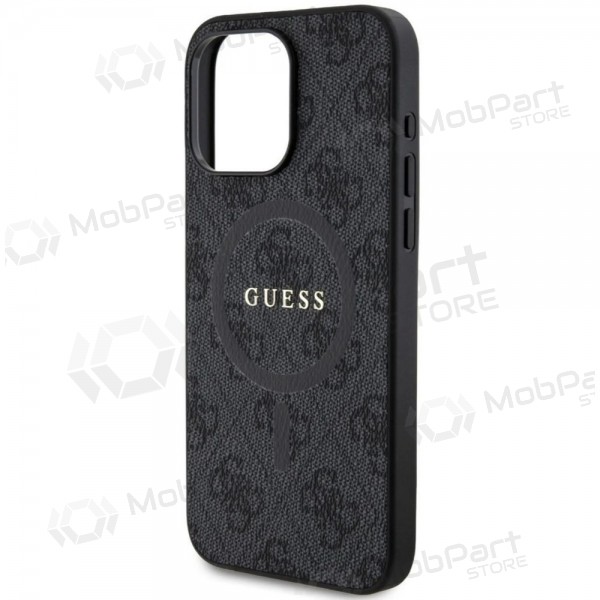 Apple iPhone 15 Pro Max fodral - Guess PU Leather 4G Colored Ring MagSafe (svart)