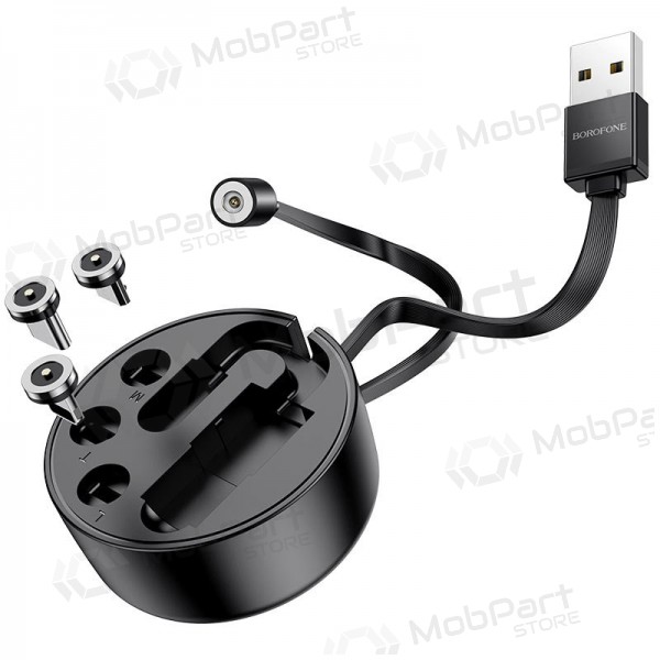 USB kabel Borofone BU26 3in1 microUSB-Lightning-Type-C magnetinic 1.0m (svart)
