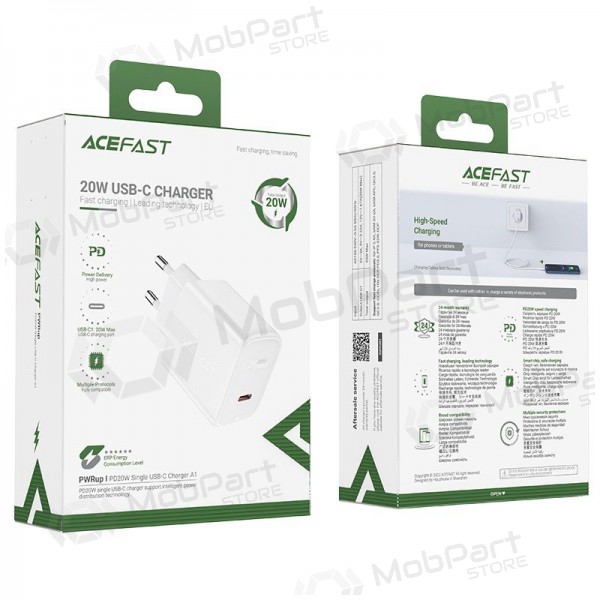 Laddare buitinis Acefast A1 PD20W USB-C vit