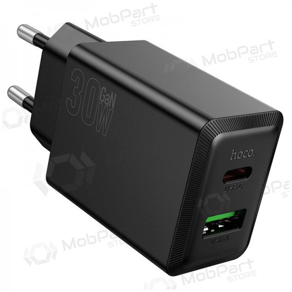 Telefonladdare Hoco N71 30 W GaN USB-C + USB-A svart