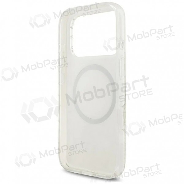 Apple iPhone 18 Pro Max fodral - Guess IML Flowers Allover Strap MagSafe (vit)
