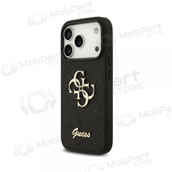 Apple iPhone 18 Pro Max fodral - Guess PU Fixed Glitter 4G Metal Logo (svart)