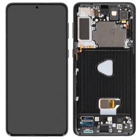 Ekranas Samsung G996 S21 Plusmed lietimui jautriu stikliuku och rėmeliu Phantom Black OLED (real size)