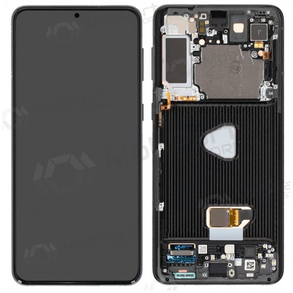 Ekranas Samsung G996 S21 Plusmed lietimui jautriu stikliuku och rėmeliu Phantom Black OLED (real size)