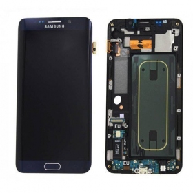 Samsung G925F Galaxy S6 Edge skärm (svart) (med ram) (begagnad grade B, original)