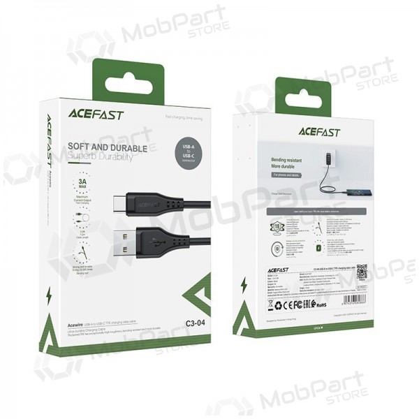 USB kabel Acefast C3-04 USB-A to USB-C 1.2m svart
