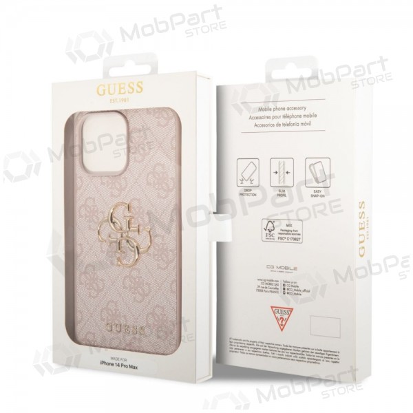 Apple iPhone 14 Pro Max fodral - Guess PU 4G Metal Logo (rosa)