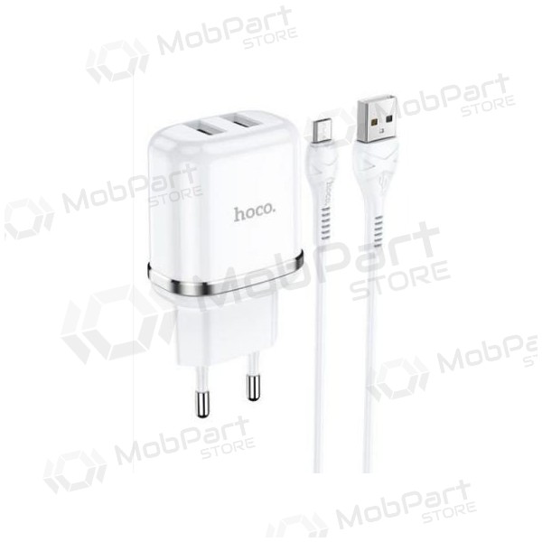 Laddare HOCO N4 Aspiring Dual USB + type-C kabel (5V 2.4A) (vit)