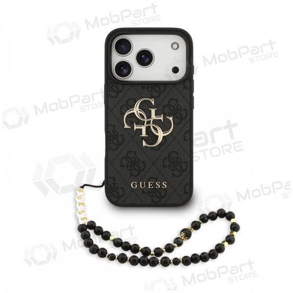 Apple iPhone 17 Pro fodral - Guess PU 4G Metal Logo Strap (svart)