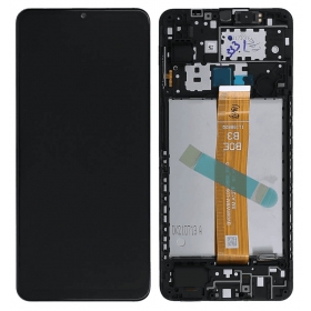 Ekranas Samsung A127 A12s 2021 su lietimui jautriu stikliuku och rėmeliu Black original
