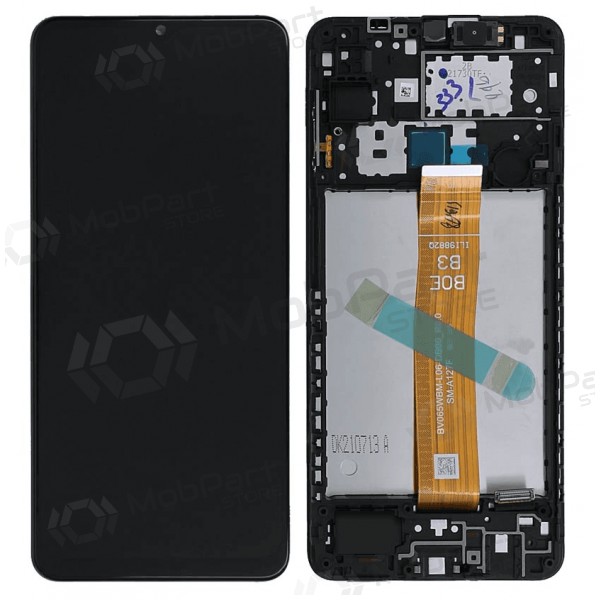 Ekranas Samsung A127 A12s 2021 su lietimui jautriu stikliuku och rėmeliu Black original