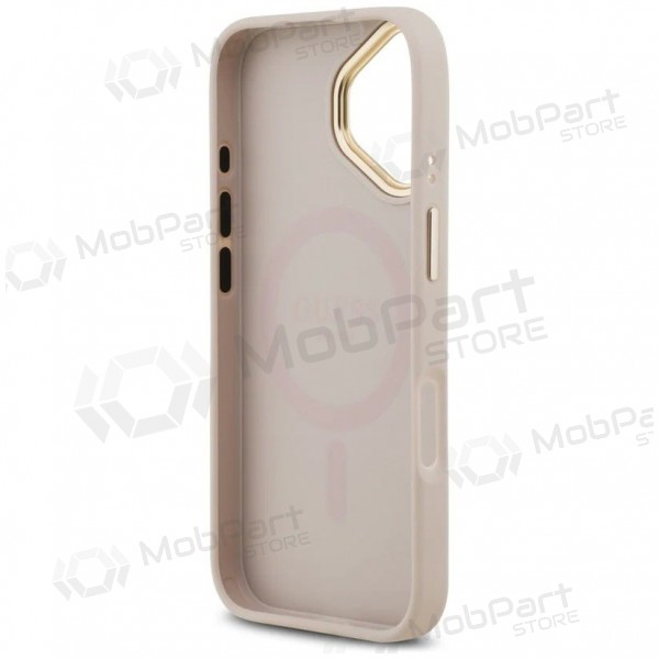 Apple iPhone 17 fodral - Guess PU Leather 4G Gold Frame MagSafe (rosa)