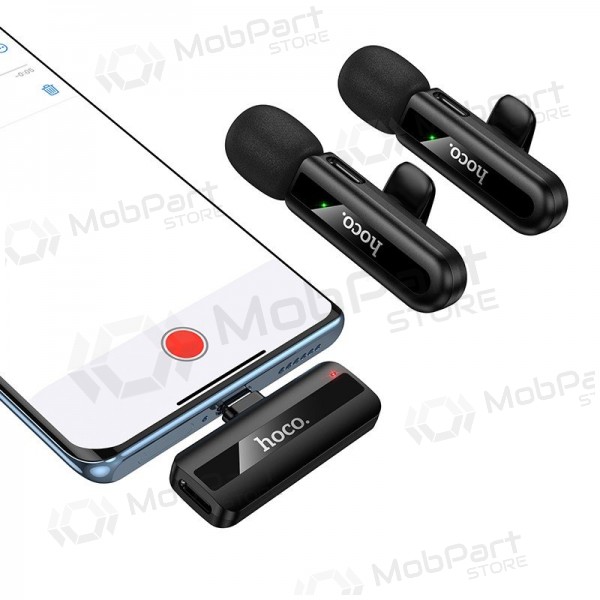 Belaidžių mikrofonų rinkinys Hoco L20A USB-C/Lightning svart