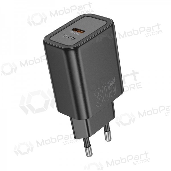 Telefonladdare Hoco N63 30 W GaN USB-C + USB-A svart