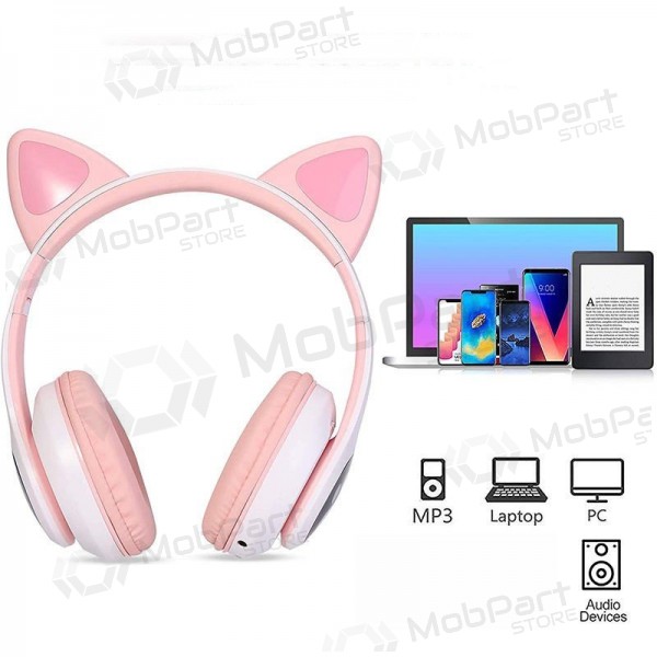 Trådlösa hörlurar Cat Glow on-ear med mikrofon USB-C + 3,5 mm