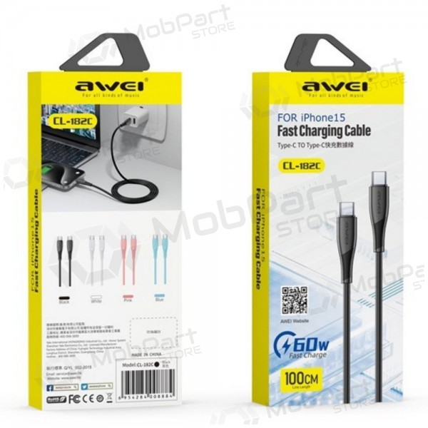 USB kabel Awei CL-182i USB-C to Lightning 1.0m vit