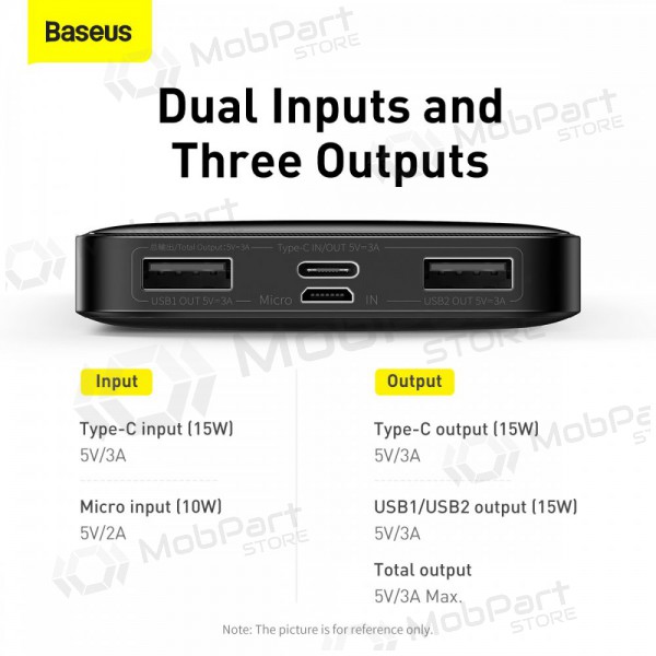 Powerbank Power Bank Baseus Bipow Type-C PD+2xQuick Charge 3.0 15W 10000mAh svart PPBD050001