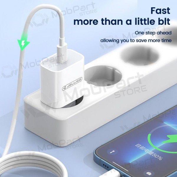 Laddare Jellico AK180 20W USB-C + USB-C to USB-C cable 1.0m vit