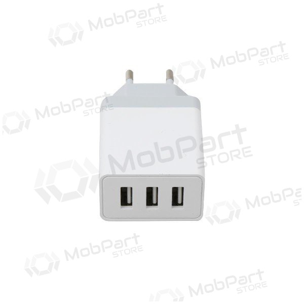 Laddare Platinet QuickCharge 3xUSB (15W 3A) (vit)