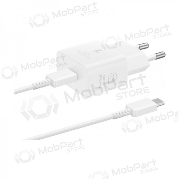 Laddare original Samsung EP-T2510XWEGEU 25W + USB-C kabel förpackningen innehåller vit