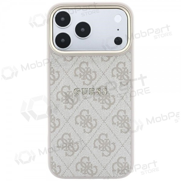 Apple iPhone 18 Pro fodral - Guess PU Leather 4G Gold Frame Embossed MagSafe (rosa)