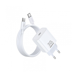 Telefonladdare Remax RP-U71 30 W GaN USB-C med USB-C-kabel 1 m vit
