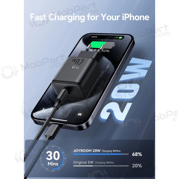 Laddare Joyroom JR-TCF20 USB-C PD20W + USB-C to USB-C cable 1.0m vit