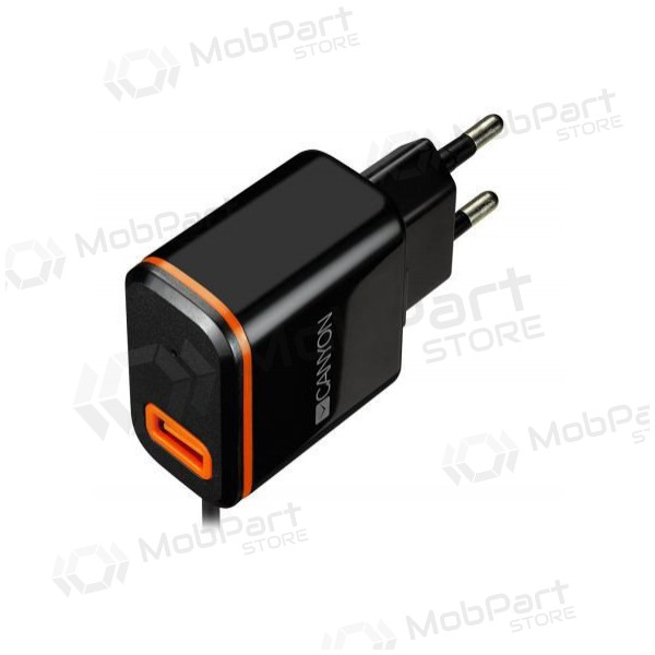 Laddare CANYON CNE-CHA042 + Type-C kabel (1xUSB 5V 2.1A) (svart)