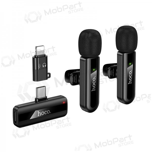 Belaidžių mikrofonų rinkinys Hoco L20A USB-C/Lightning svart
