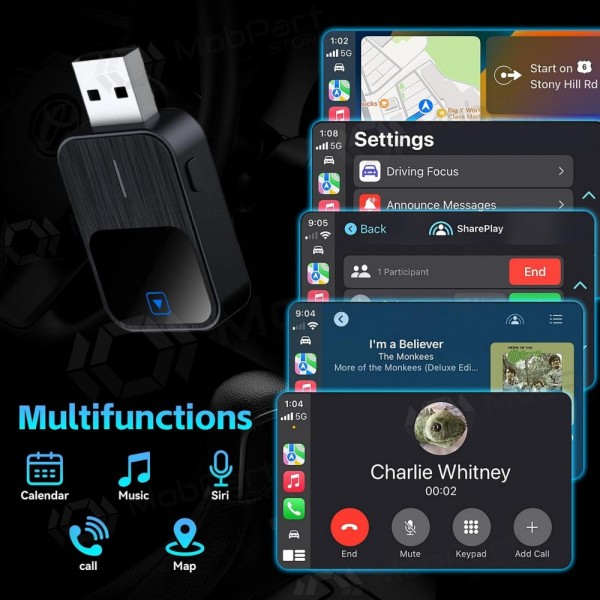 Trådlös CarPlay/Android Auto adapter Reach K2 svart