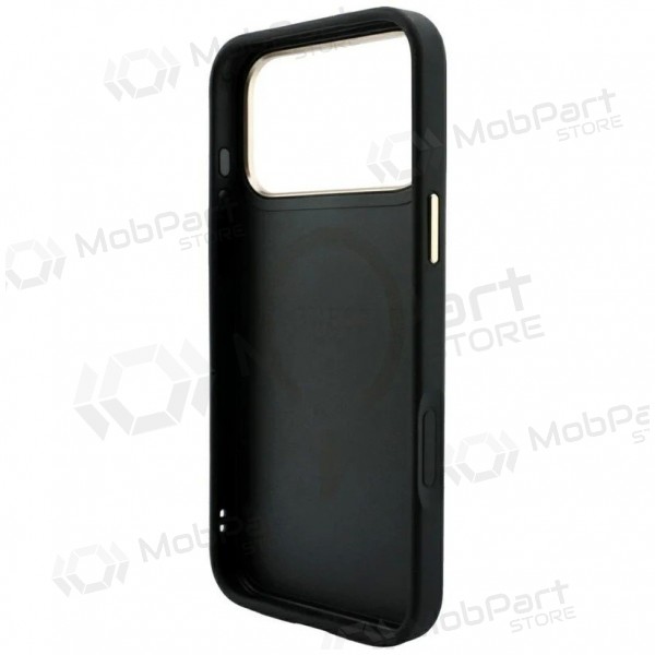 Apple iPhone 18 Pro Max fodral - Guess PU Leather 4G Gold Frame Embossed MagSafe (svart)